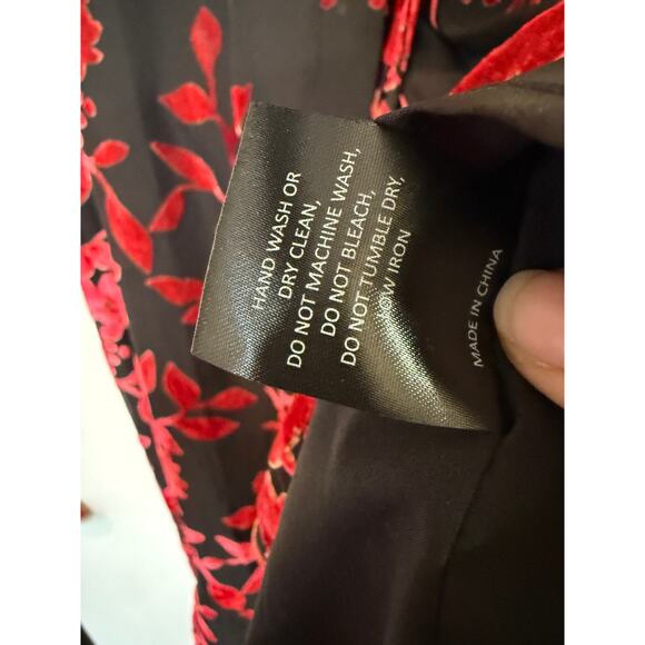Hutch Red Black Velvet Floral Wrap Maxi Dress Womens XL Boho Maximalist Formal - Picture 14 of 15